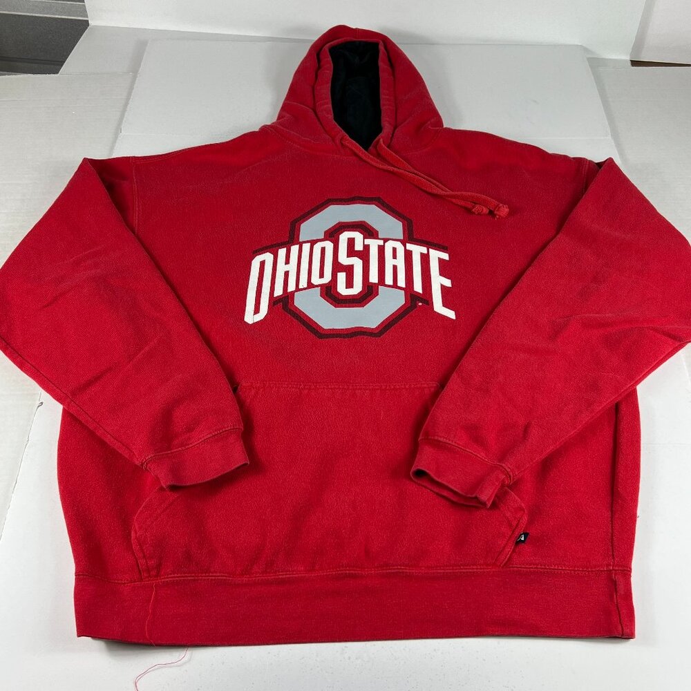 J America Ohio State Buckeyes Sweatshirt Adult Extra Large Red Faded Hoodie